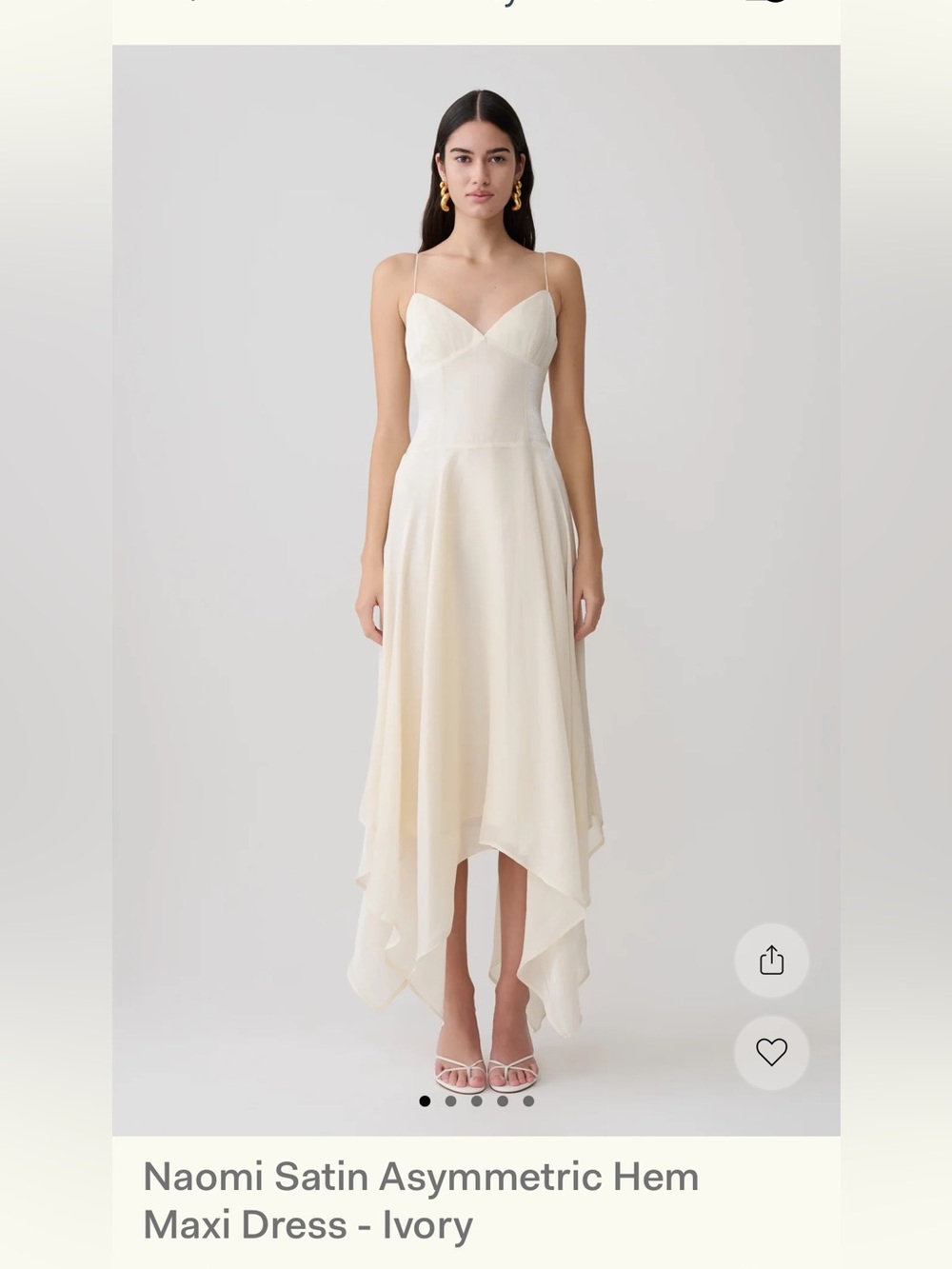 SOLD OUT MESHKI Naomi Satin Asymmetrical Hem Maxi Dress - Ivory